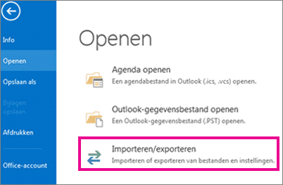 Openen > Importeren / exporteren